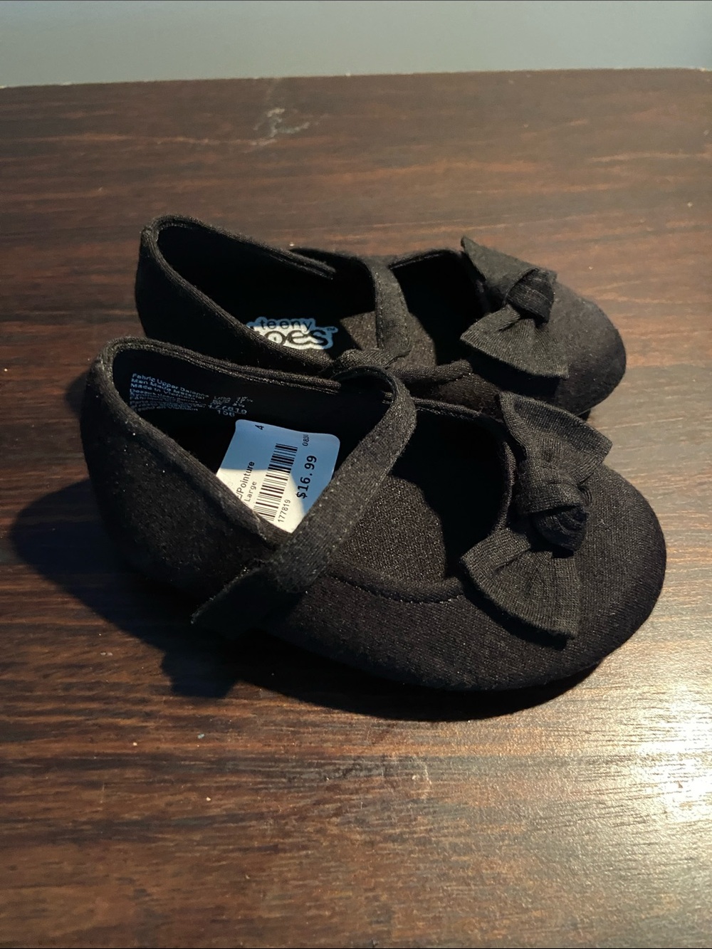 4W Teeny Toes Baby Girls' Black Bow Mary Jane Flats